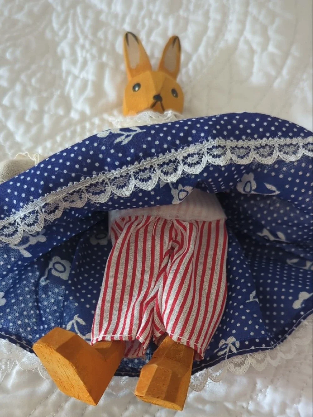 vintage Lotte Sievers-Hahn bunny doll featuring hand-carved wood